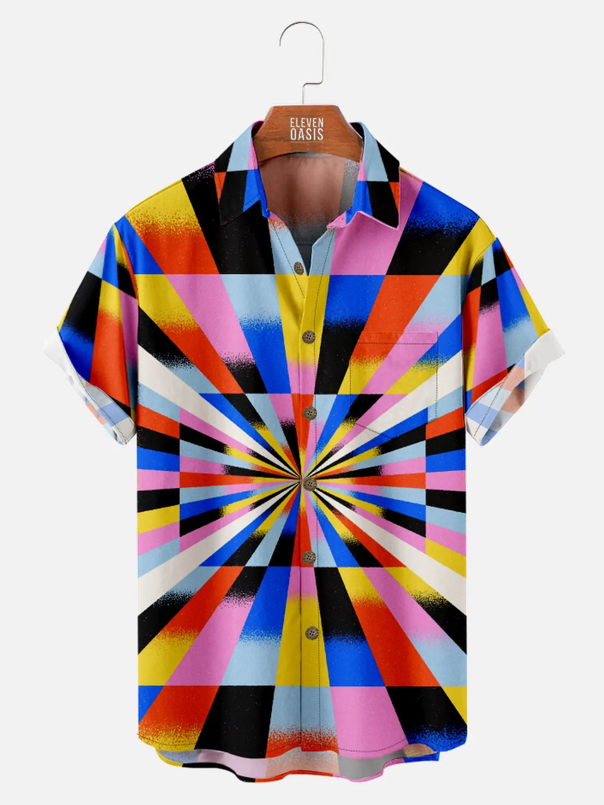 Men's Groovy Ray Pattern Short Sleeve Shirt sold by Eleven Oasis