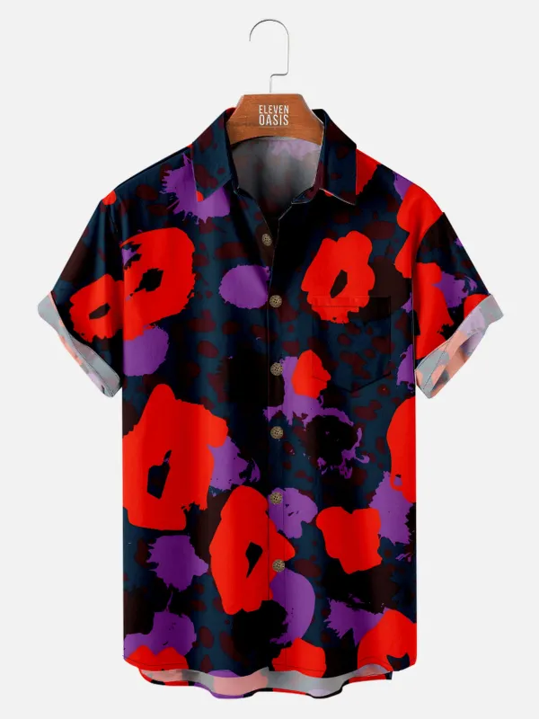 Men's Abstract Daffodil Floral Pattern Short Sleeve Shirt sold by Eleven Oasis