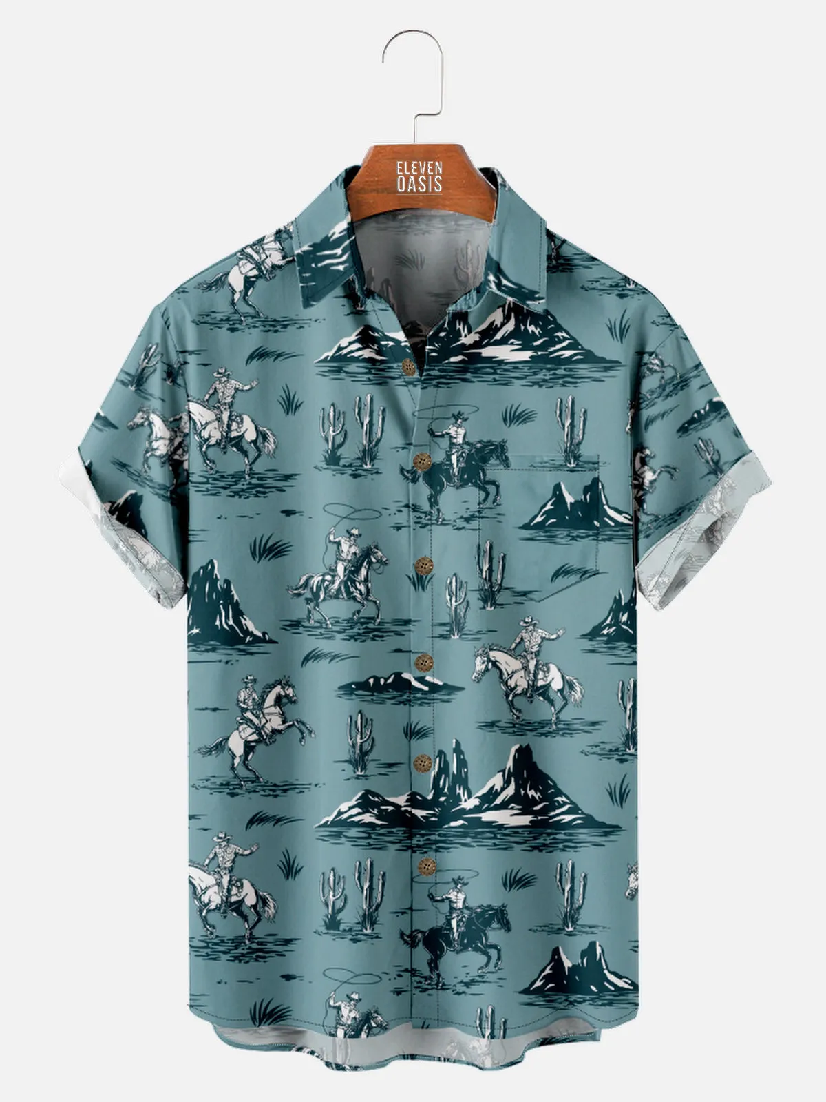 Men's Cowboys in the Desert All Over Print Short Sleeve Shirt sold by Eleven Oasis