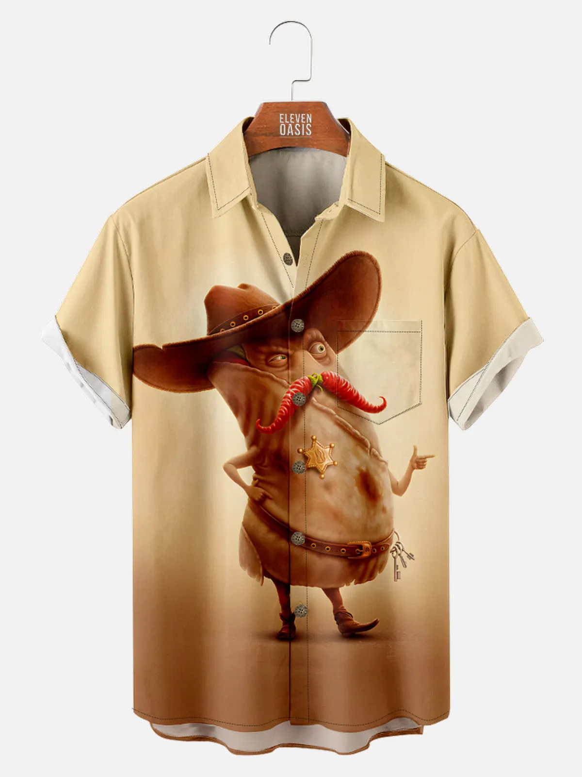 Men's Cowboy Burrito Sheriff Short Sleeve Shirt sold by Eleven Oasis