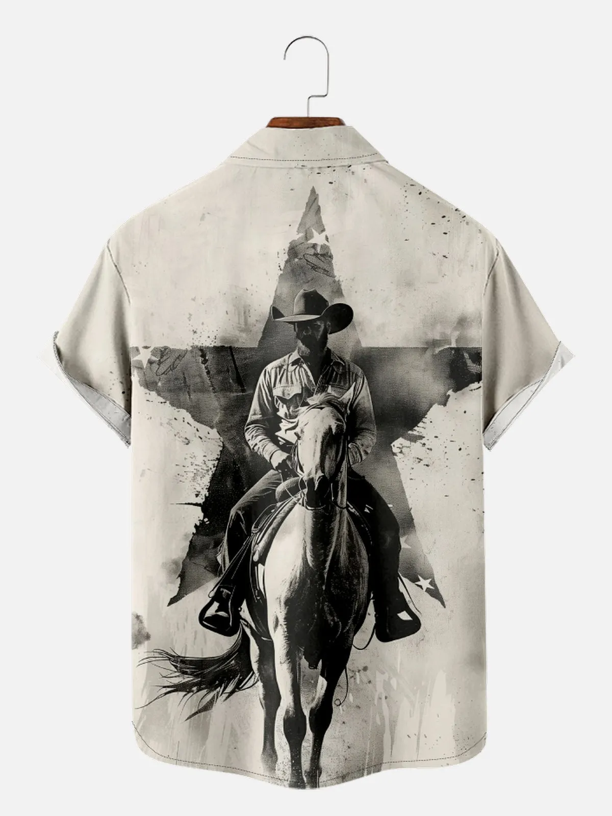 Men's Vintage Western Horseback Rider Short Sleeve Shirt sold by Eleven Oasis product image thumbnail 2