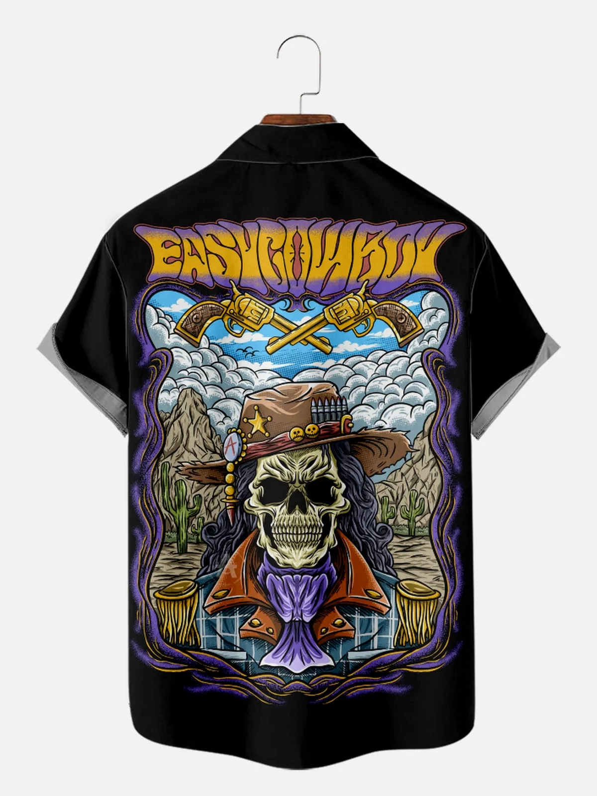 Men's Western Outlaw Skeleton Desert Short Sleeve Shirt sold by Eleven Oasis product image thumbnail 2