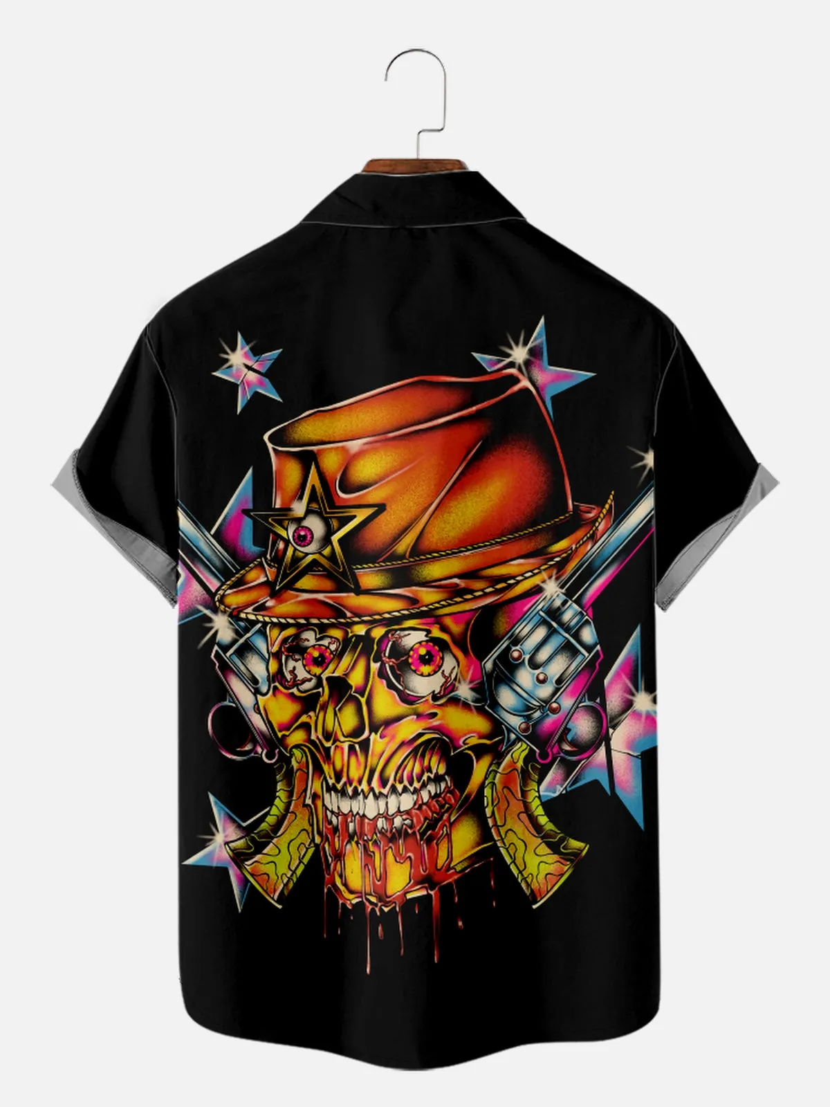 Men's Graffiti Style Cowboy Skull Short Sleeve Shirt sold by Eleven Oasis product image thumbnail 2