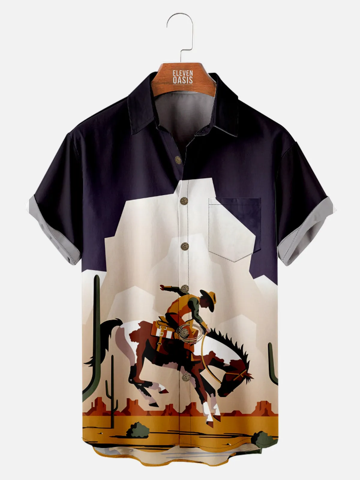 Men's Western Rodeo Bronco Short Sleeve Shirt sold by Eleven Oasis
