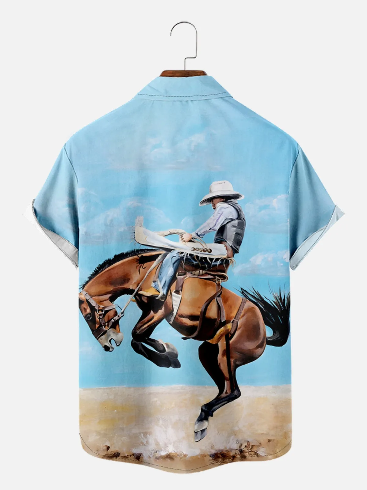 Men's Cowboy Riding a Horse in the Desert Short Sleeve Shirt sold by Eleven Oasis product image thumbnail 2