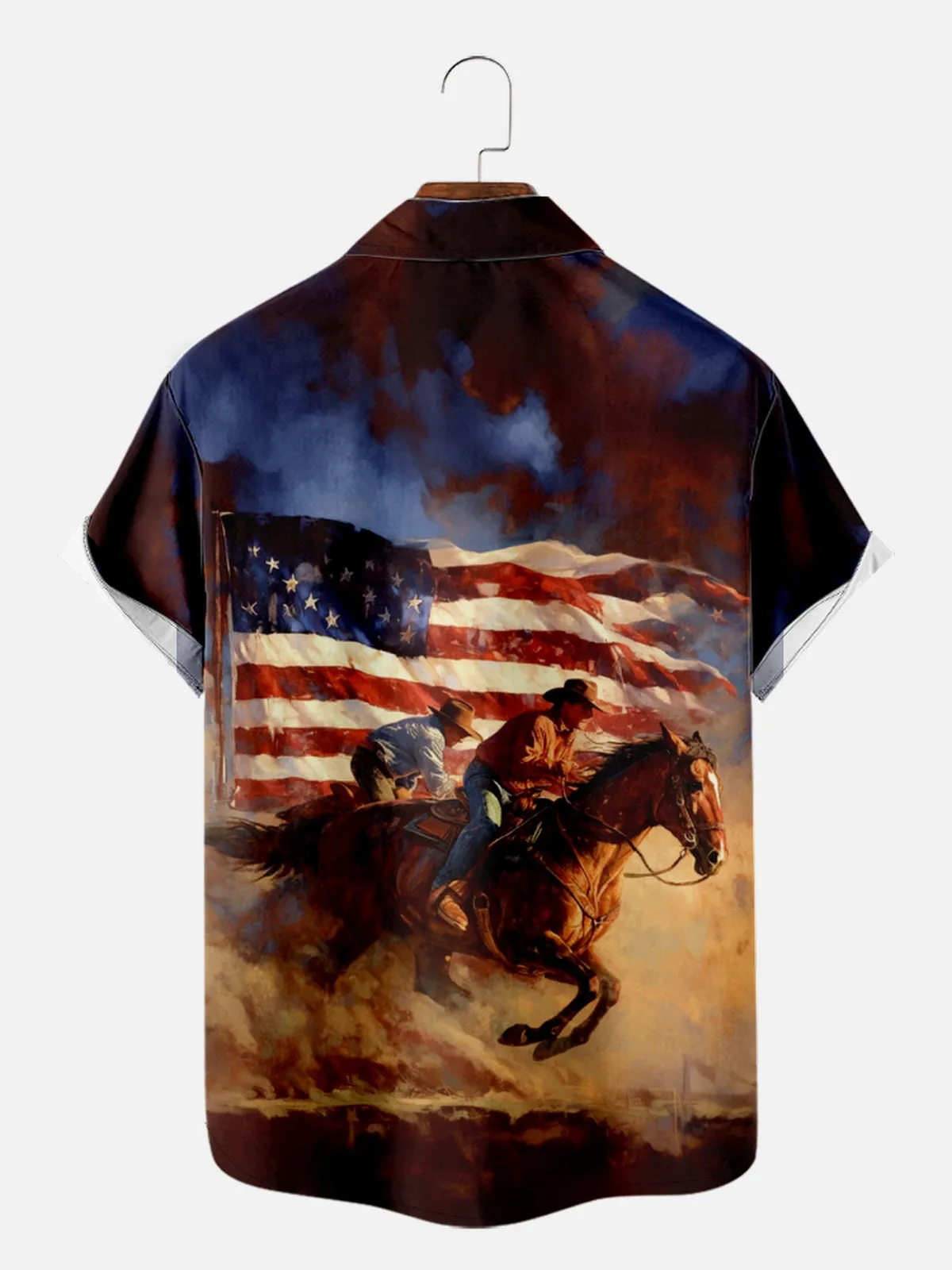 Men's Western Riders American Flag Short Sleeve Shirt sold by Eleven Oasis product image thumbnail 2