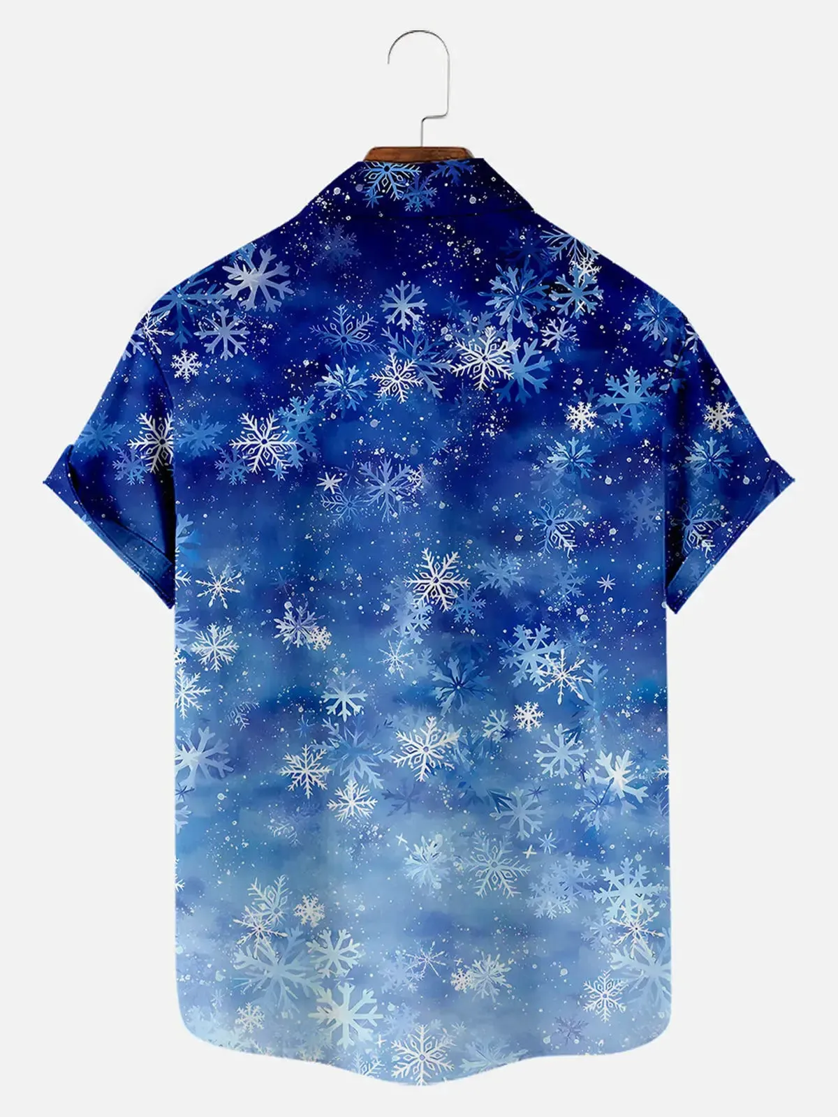 Tall Men's Snowflake Pattern Short Sleeve Shirt sold by Eleven Oasis product image thumbnail 2