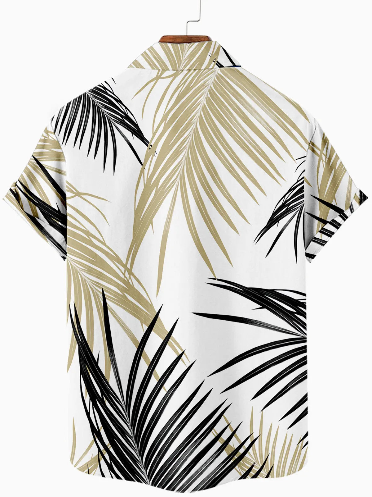 Tall Men's Leaf Print Moisture Wicking Fabric Trendy Lapel Short Sleeve Shirt sold by Eleven Oasis product image thumbnail 3