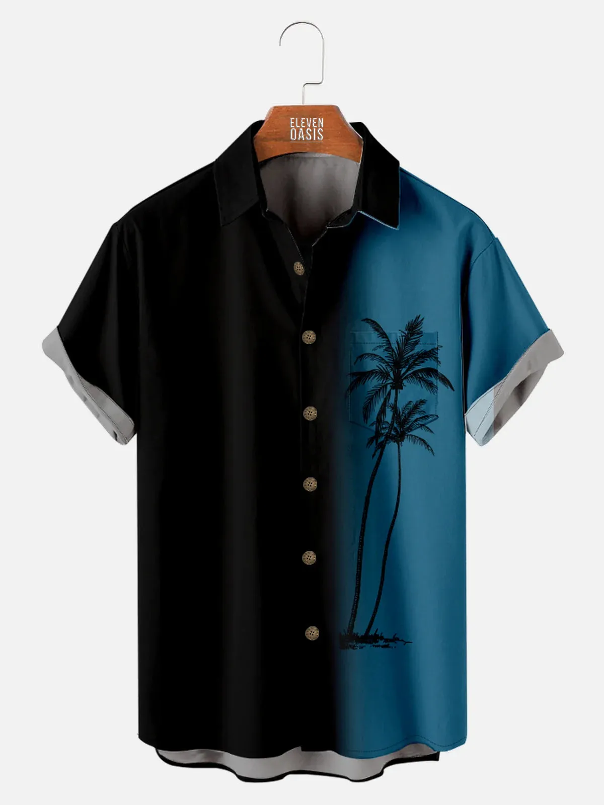 Tall Men's Gradient Palm Tree Hawaiian Short Sleeve Shirt sold by Eleven Oasis product image thumbnail 3