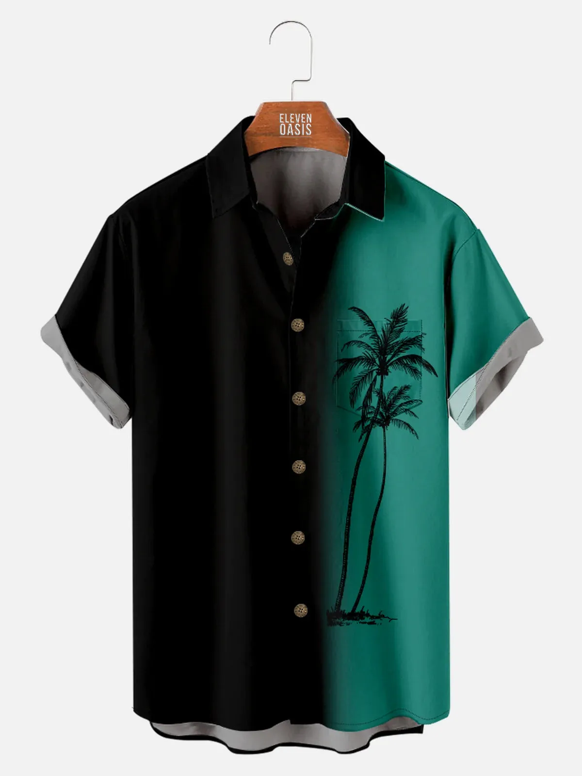 Tall Men's Gradient Palm Tree Hawaiian Short Sleeve Shirt sold by Eleven Oasis product image thumbnail 2