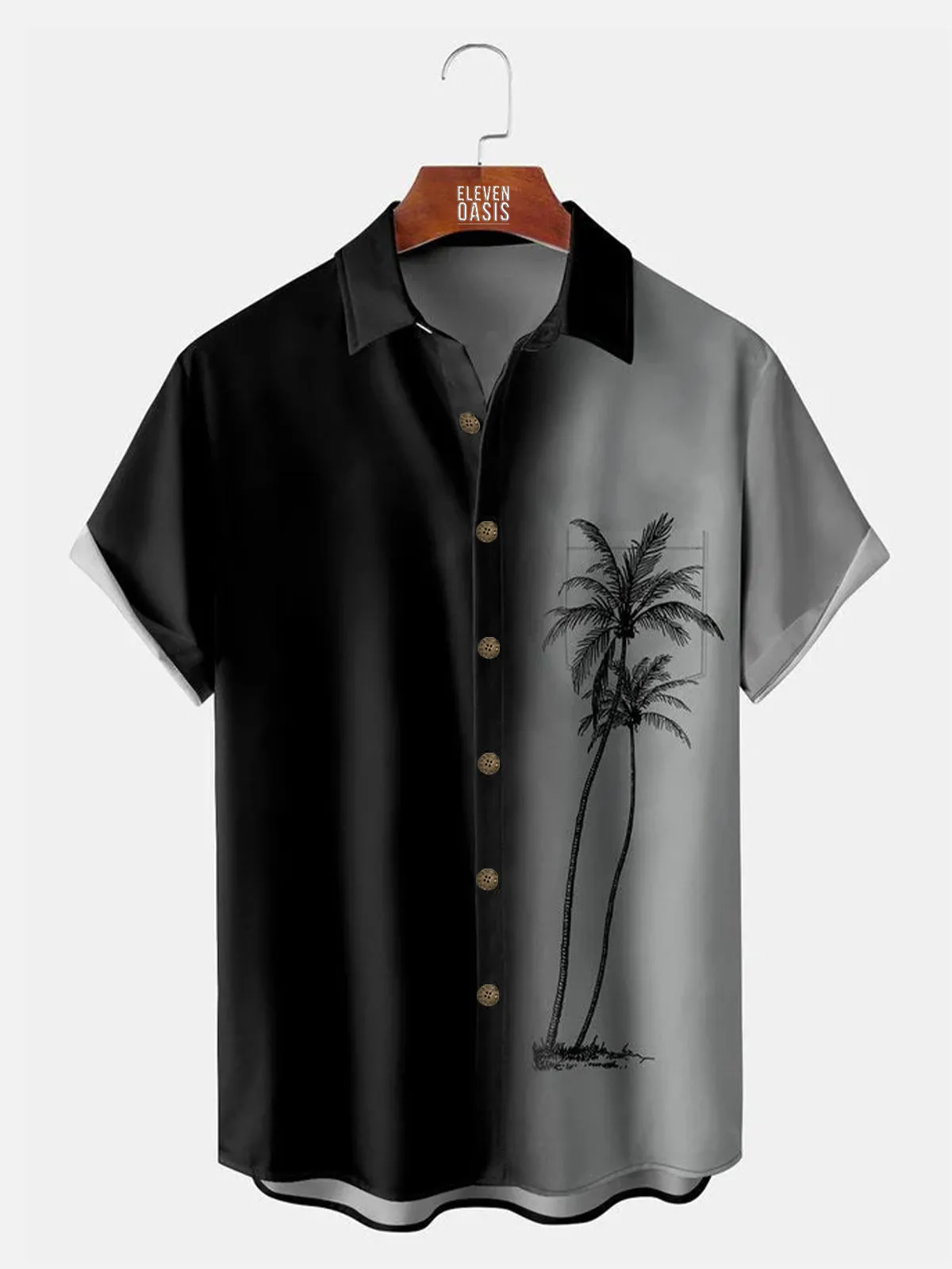 Tall Men's Gradient Palm Tree Hawaiian Short Sleeve Shirt sold by Eleven Oasis