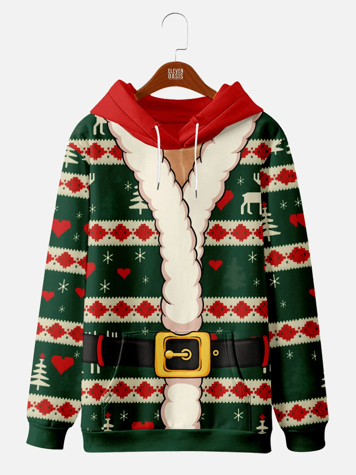 Ugly Christmas Cardigan with a Belt Red Hooded Hoodie sold by Eleven Oasis