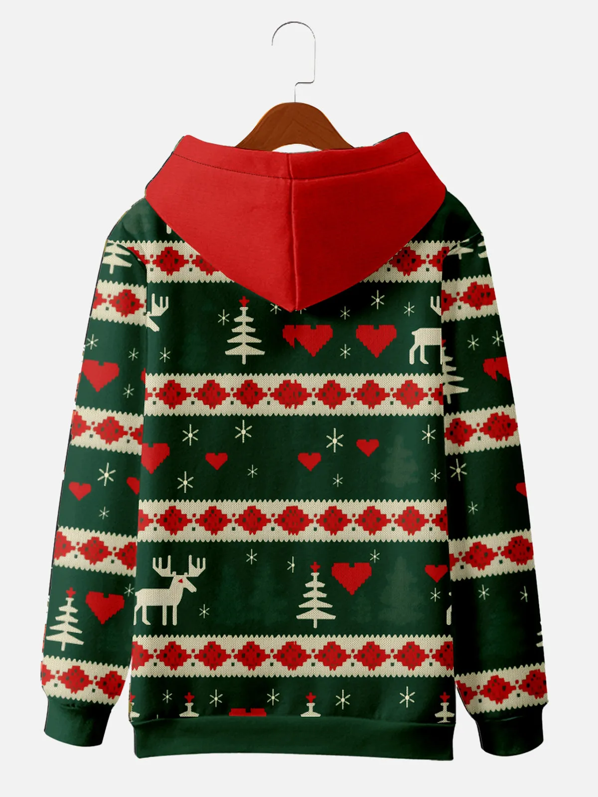 Ugly Christmas Cardigan with a Belt Red Hooded Hoodie sold by Eleven Oasis product image thumbnail 2