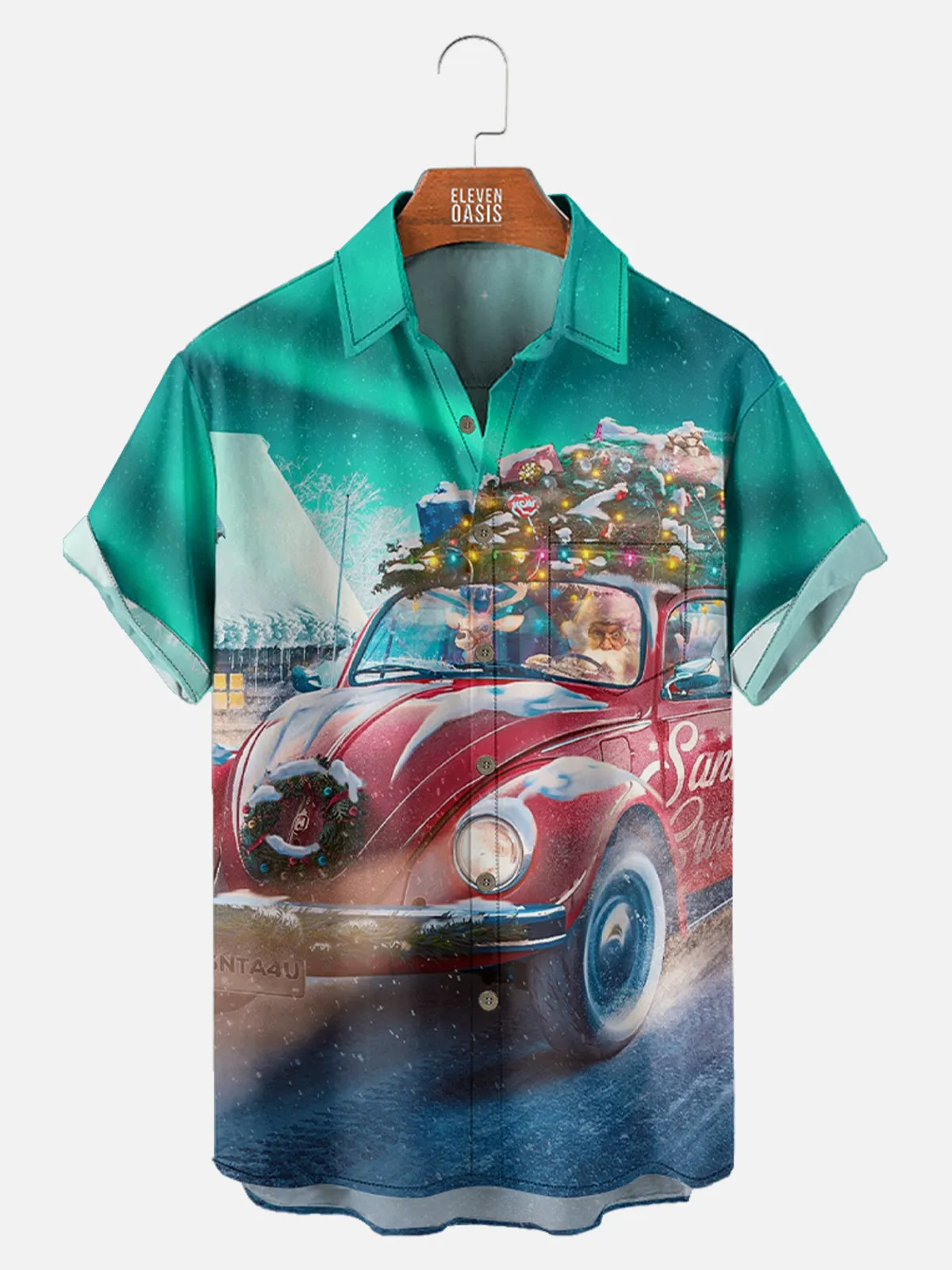 Men's Christmas Road Trip Beetle Short Sleeve Shirt sold by Eleven Oasis