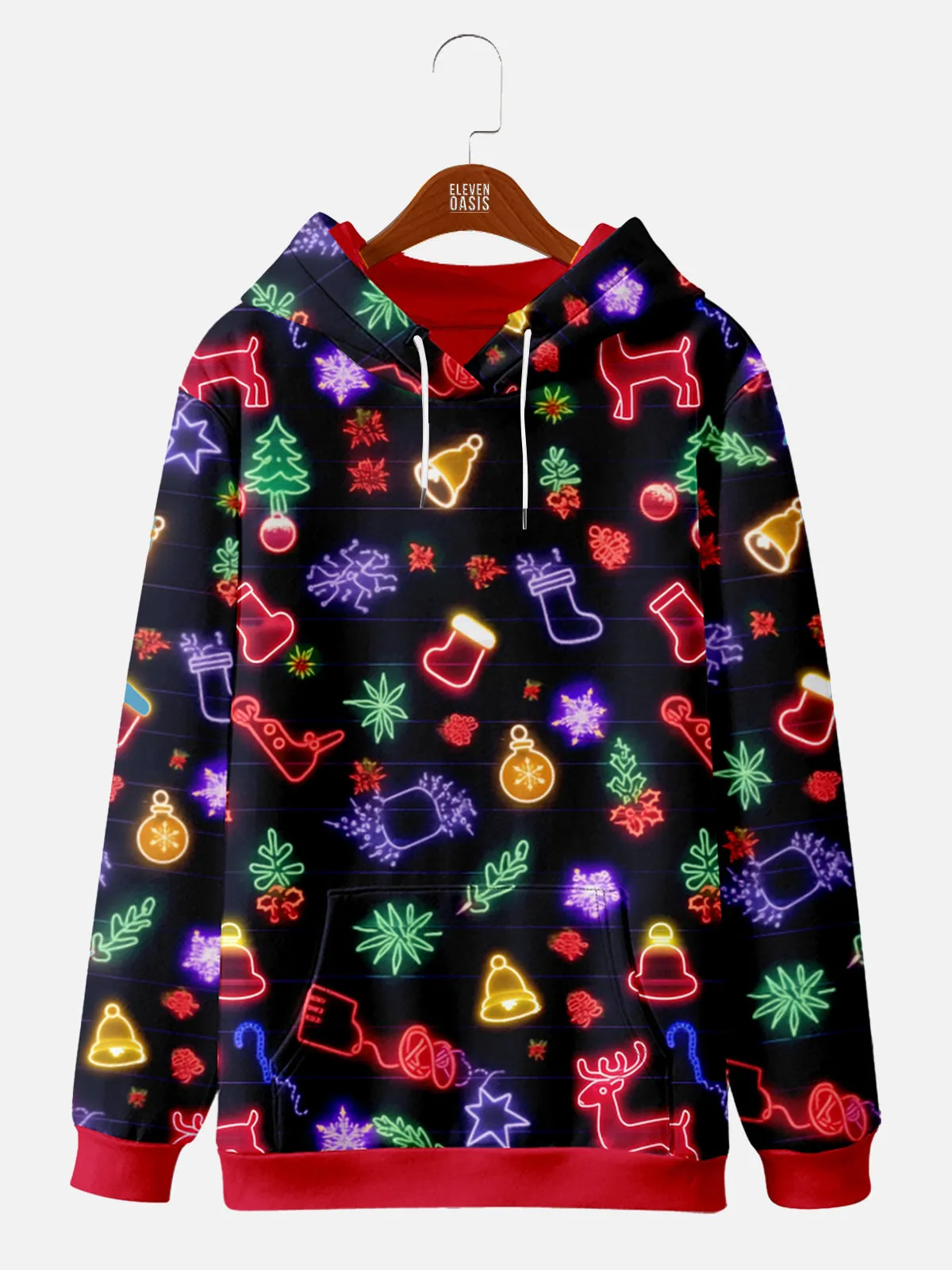 Neon Christmas Tree Reindeer Ornaments Hoodie sold by Eleven Oasis