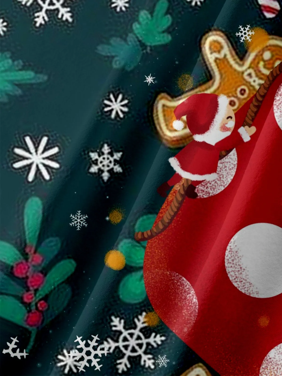 Men's Christmas Stocking and Cookie Print Short Sleeve Shirt sold by Eleven Oasis product image thumbnail 3