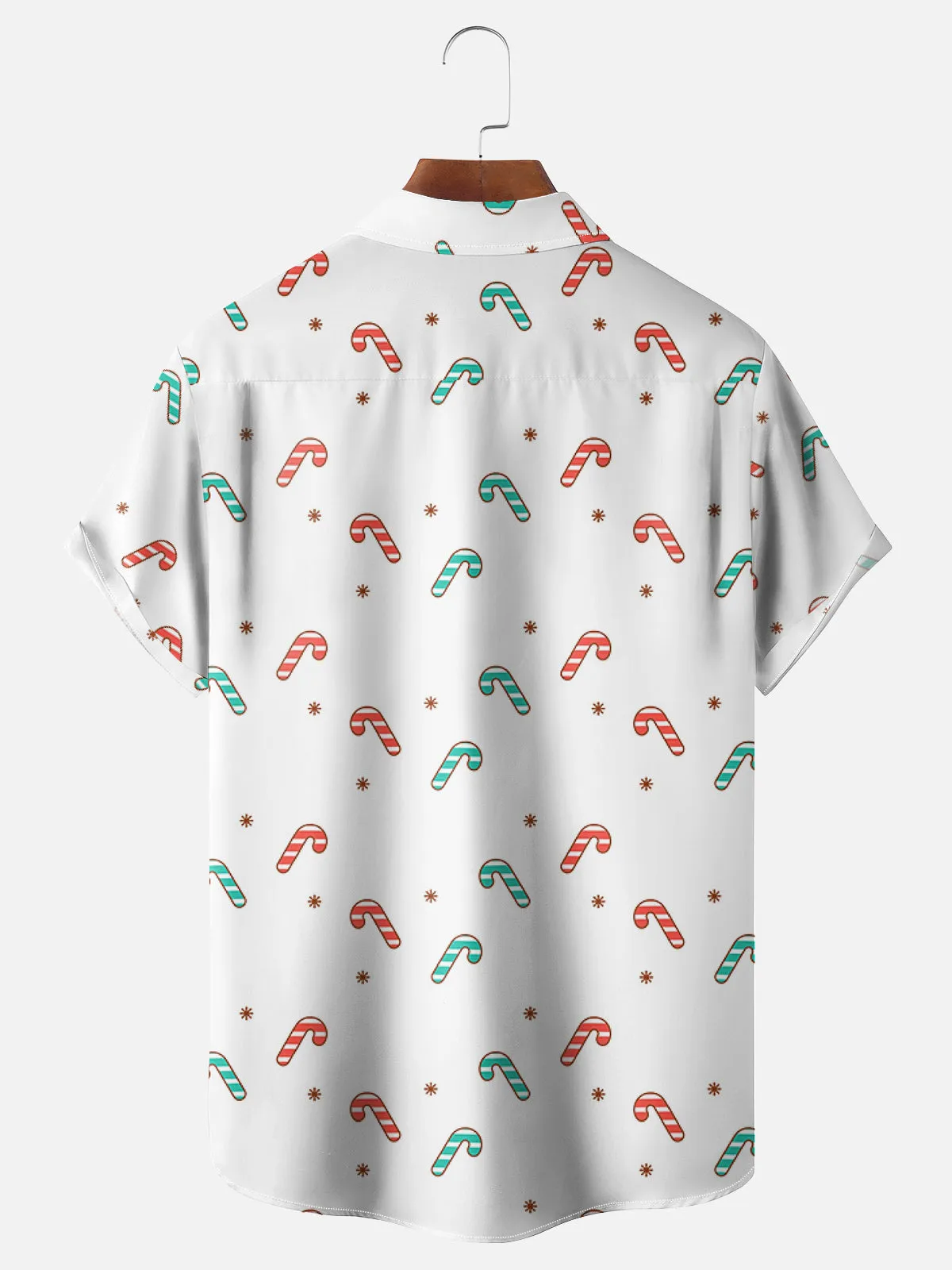 Men's Christmas Tree and Candy Cane Print Short Sleeve Shirt sold by Eleven Oasis product image thumbnail 2