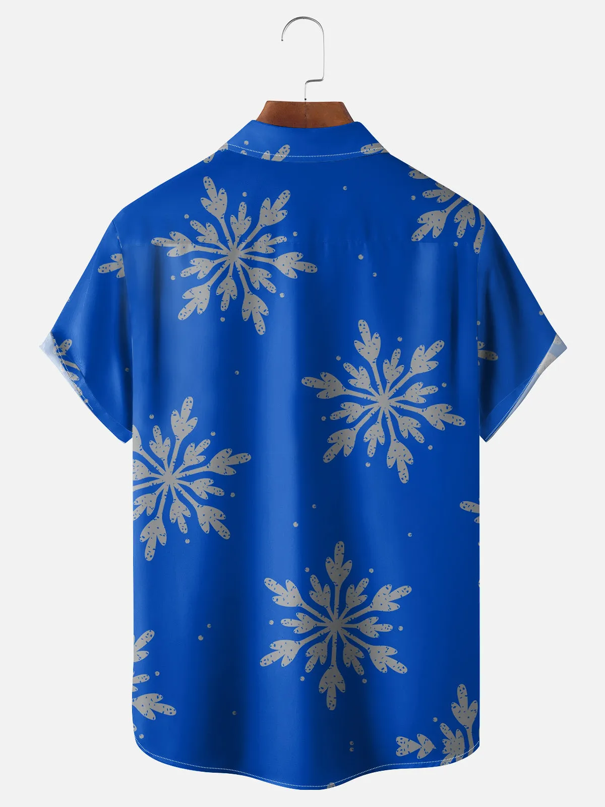 Men's Blue and Gold Christmas Tree Print Short Sleeve Shirt sold by Eleven Oasis product image thumbnail 2