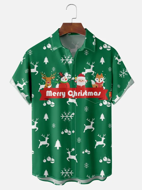 Men's Merry Christmas Characters Short Sleeve Shirt sold by Eleven Oasis
