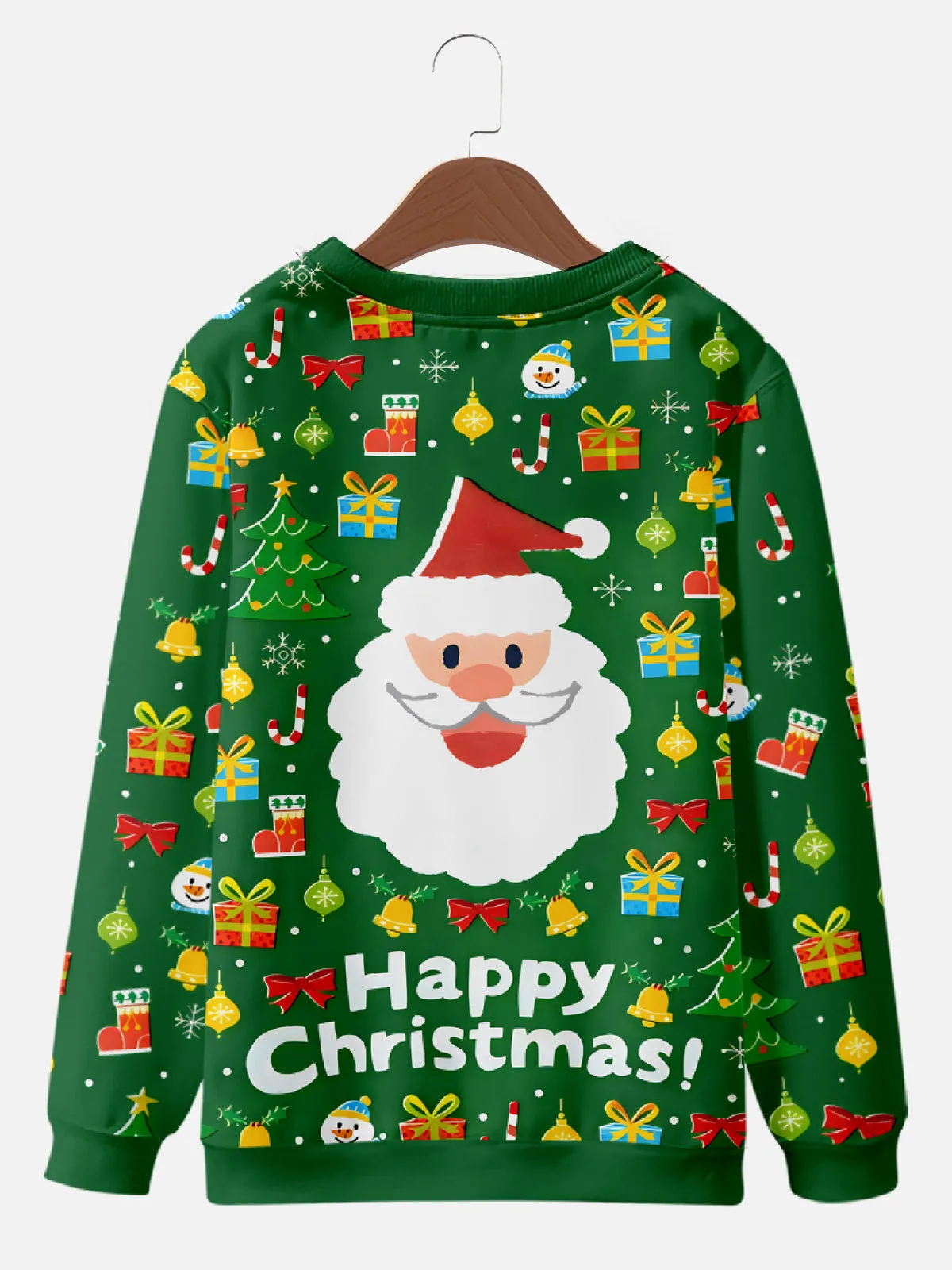 Happy Christmas Smiling Santa Green Sweatshirt sold by Eleven Oasis product image thumbnail 2