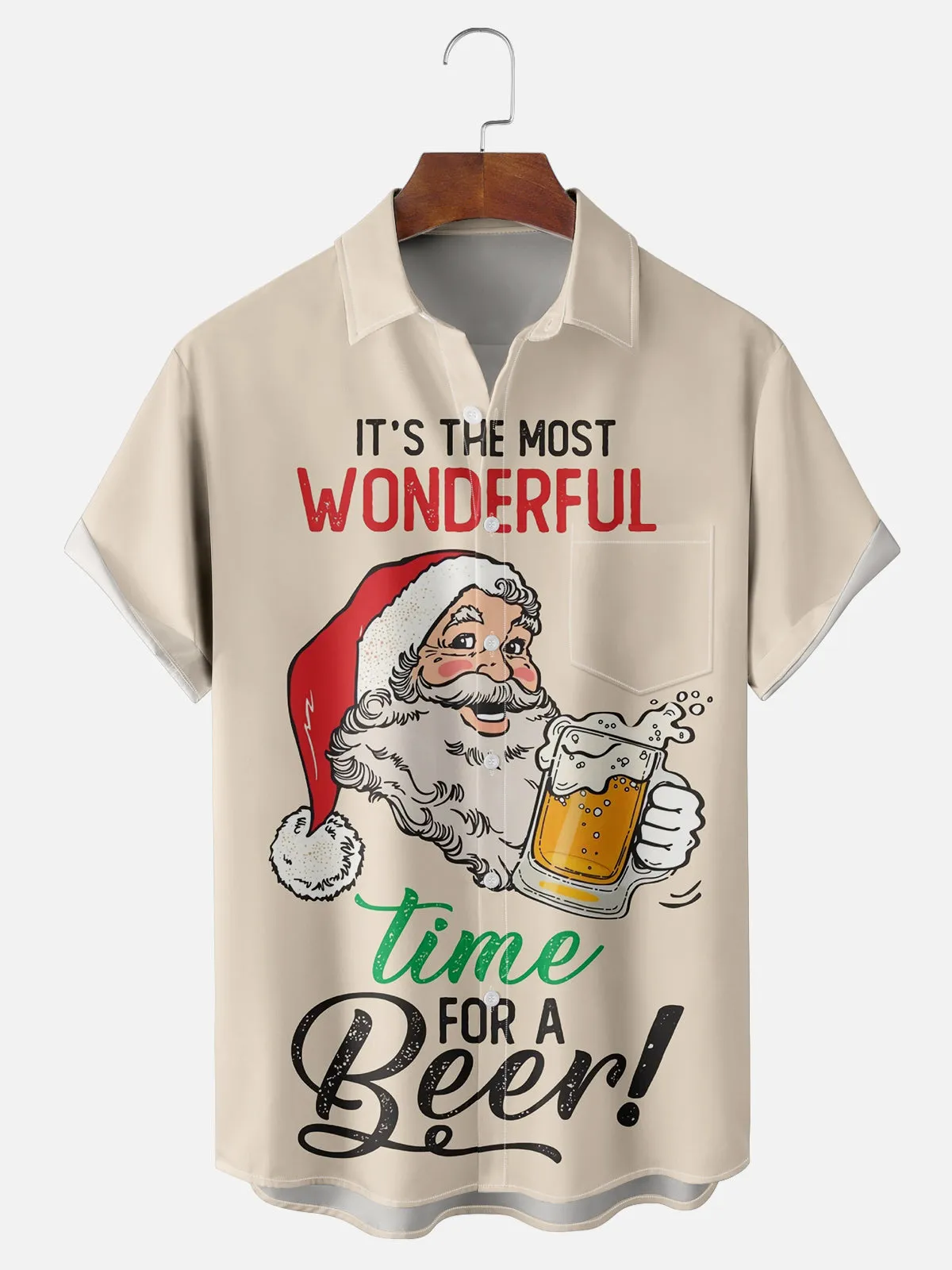 It's The Most Wonderful Time For A Beer Santa Short Sleeve Shirt sold by Eleven Oasis