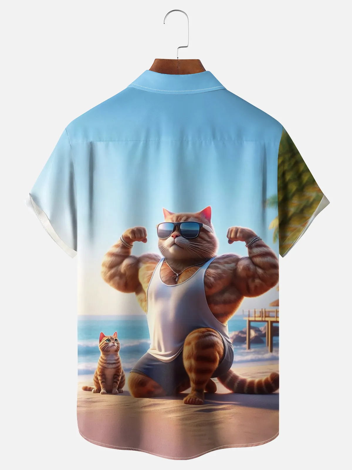 Men's Buff Beach Cat Workout Short Sleeve Shirt sold by Eleven Oasis product image thumbnail 2