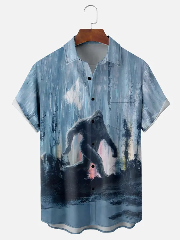 Men's Big Foot Sighting in Oil Painting Style Short Sleeve Shirt sold by Eleven Oasis