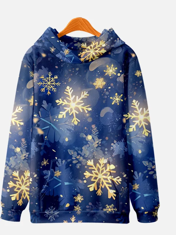 Golden Snowflakes in the Night Sky Christmas Hoodie sold by Eleven Oasis