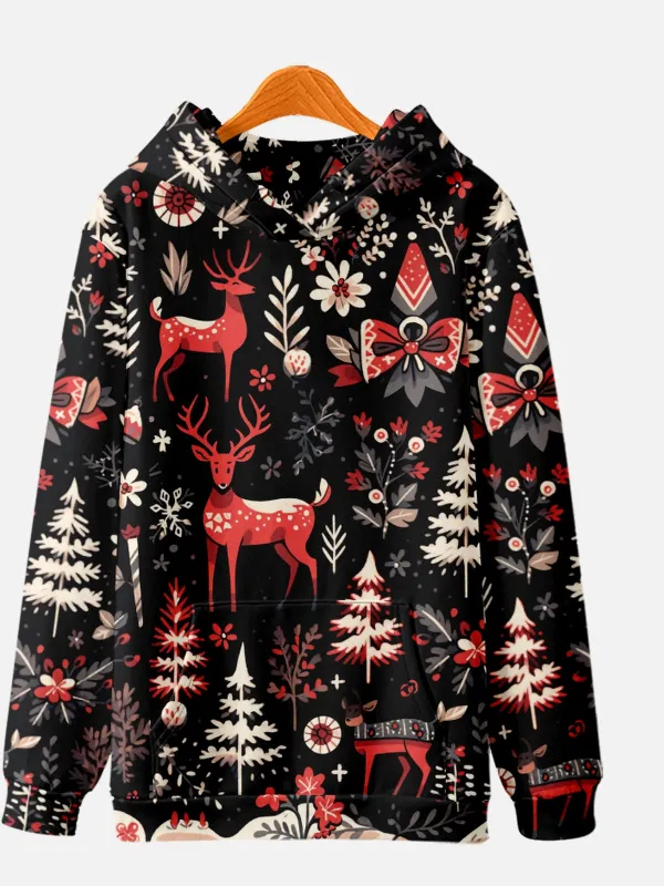 Reindeer and Winter Forest Print Hoodie sold by Eleven Oasis