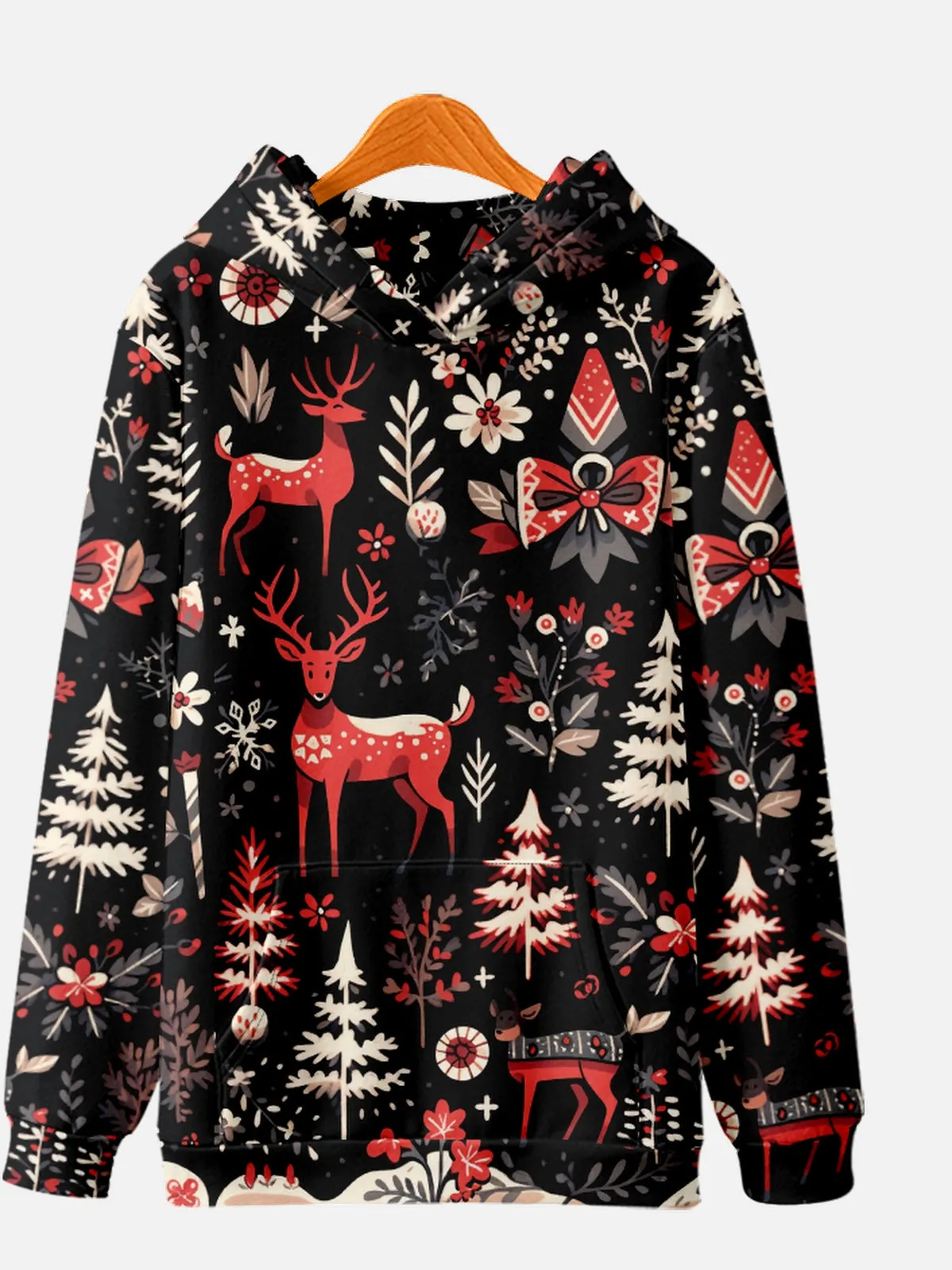 Reindeer and Winter Forest Print Hoodie sold by Eleven Oasis