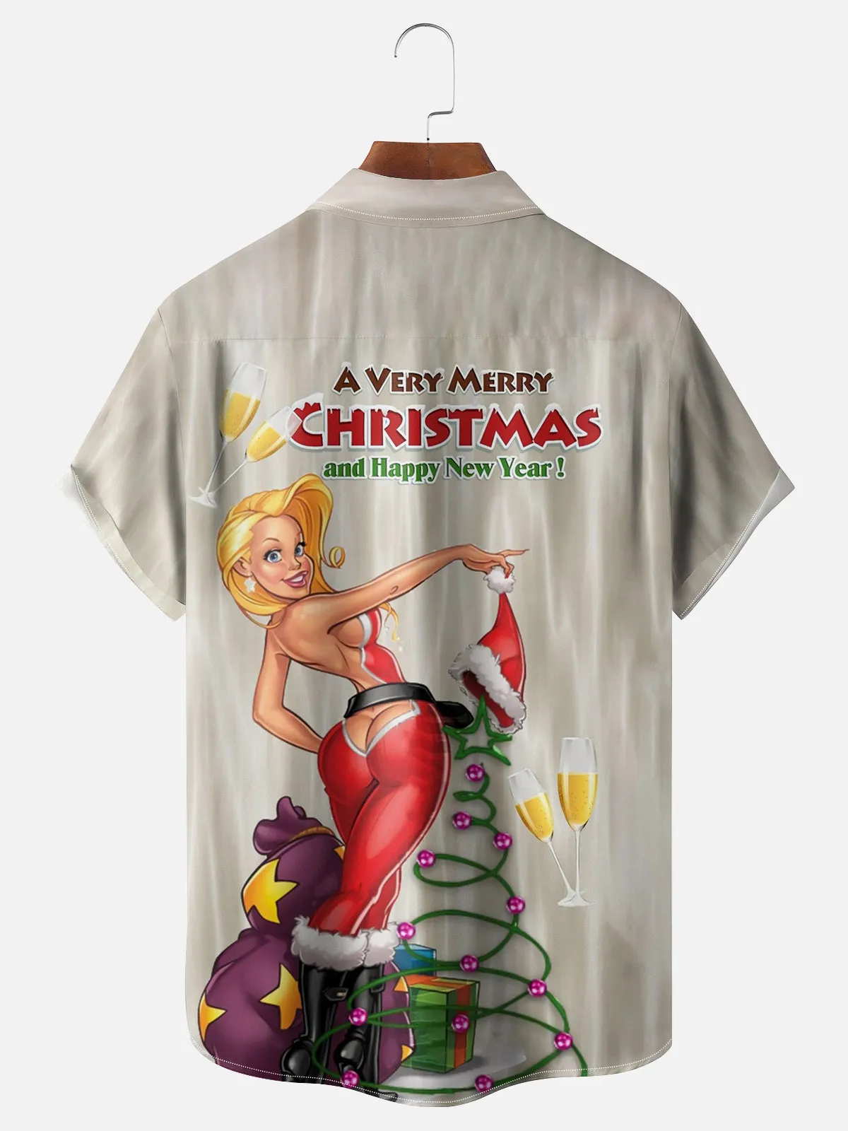 Men's Pin-Up Christmas Girl Short Sleeve Shirt sold by Eleven Oasis product image thumbnail 2