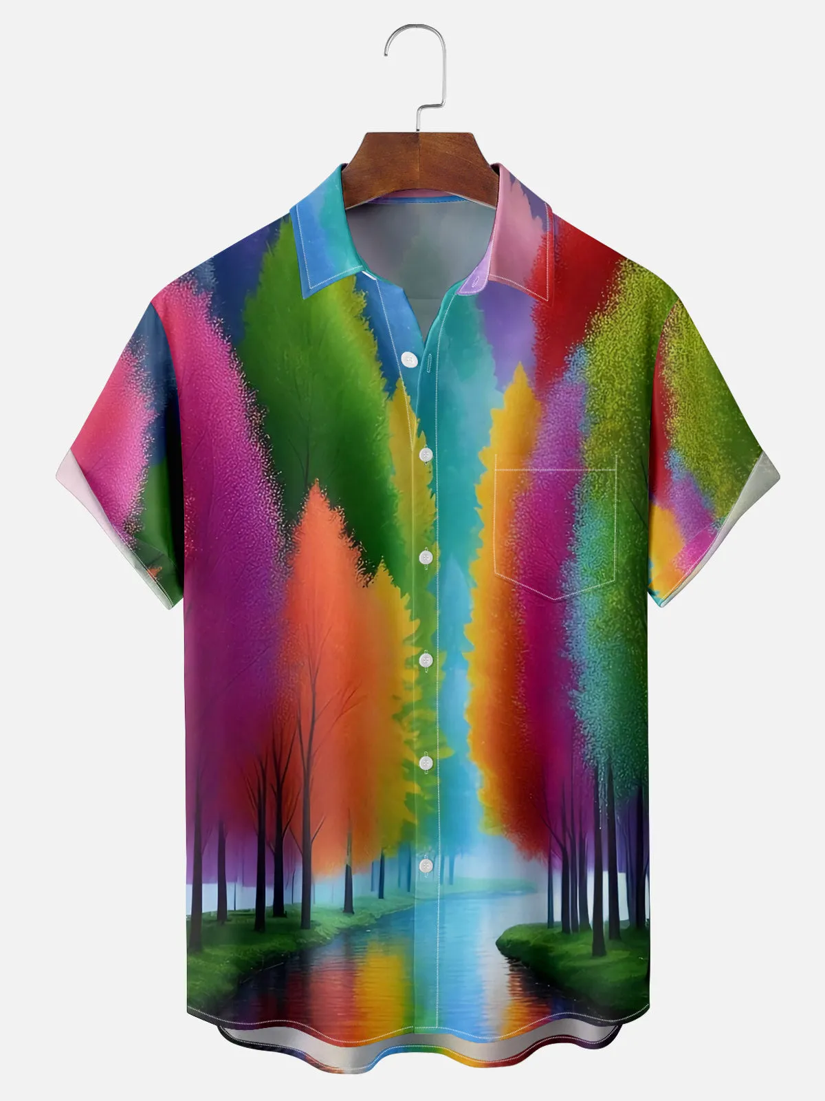 Men's Colors of the Seasons Painted Trees Short Sleeve Shirt sold by Eleven Oasis