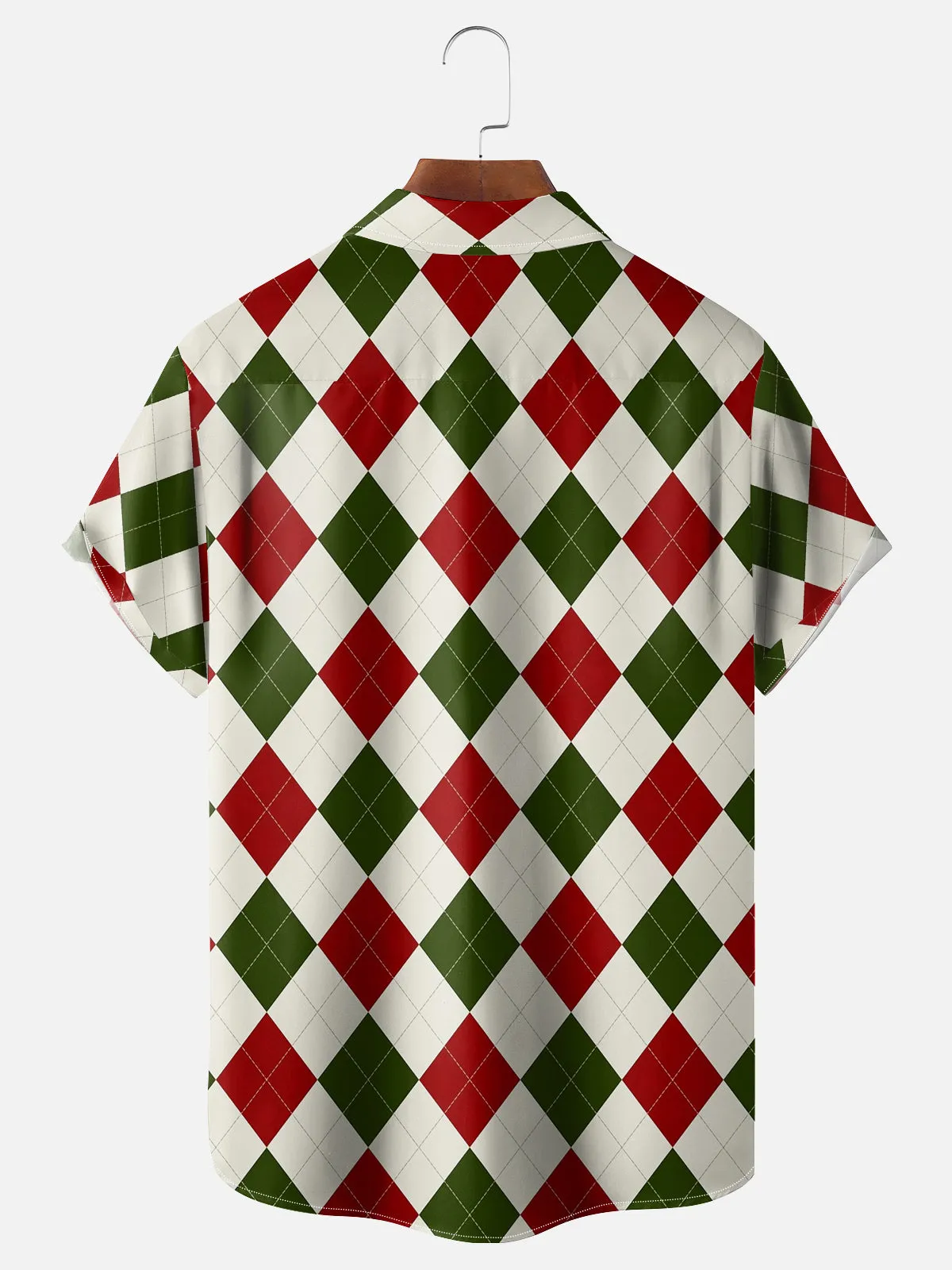 Men's Merry Christmas Argyle Short Sleeve Shirt sold by Eleven Oasis product image thumbnail 2