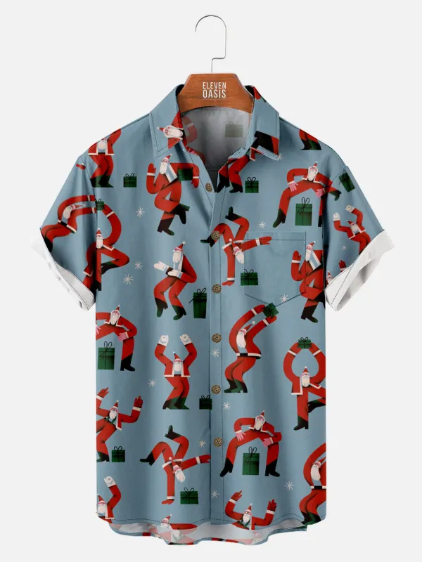 Men's Dancing Santa Christmas Short Sleeve Shirt sold by Eleven Oasis