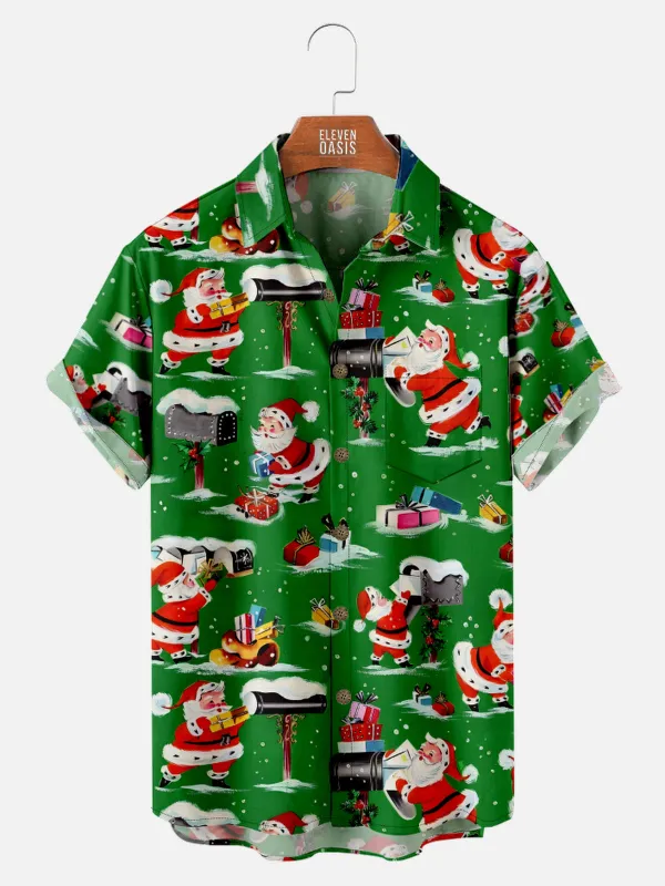 Men's Santa Delivering Presents All Over Print Short Sleeve Shirt sold by Eleven Oasis