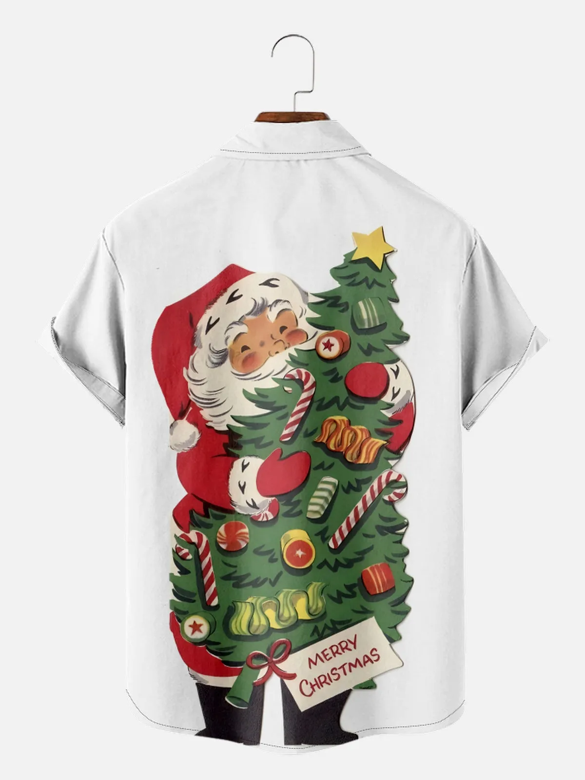 Men's Santa Hugging Christmas Tree Short Sleeve Shirt sold by Eleven Oasis product image thumbnail 2