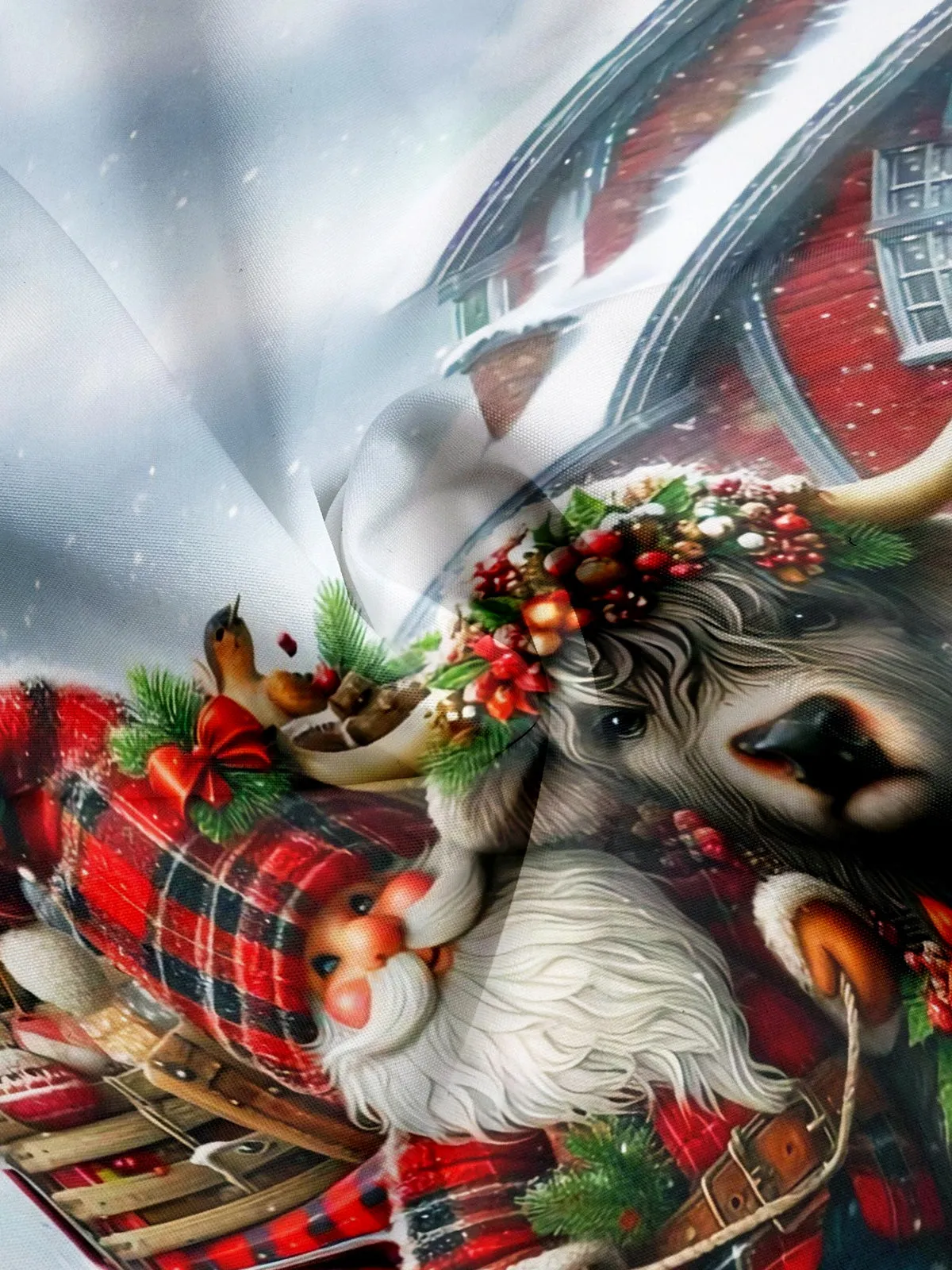 Men's Christmas Gnome and Highland Cow Festive Short Sleeve Shirt sold by Eleven Oasis product image thumbnail 3