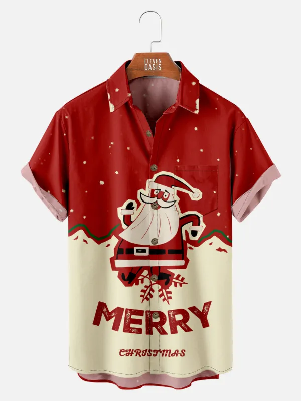 Men's Happy Santa Merry Christmas Short Sleeve Shirt sold by Eleven Oasis