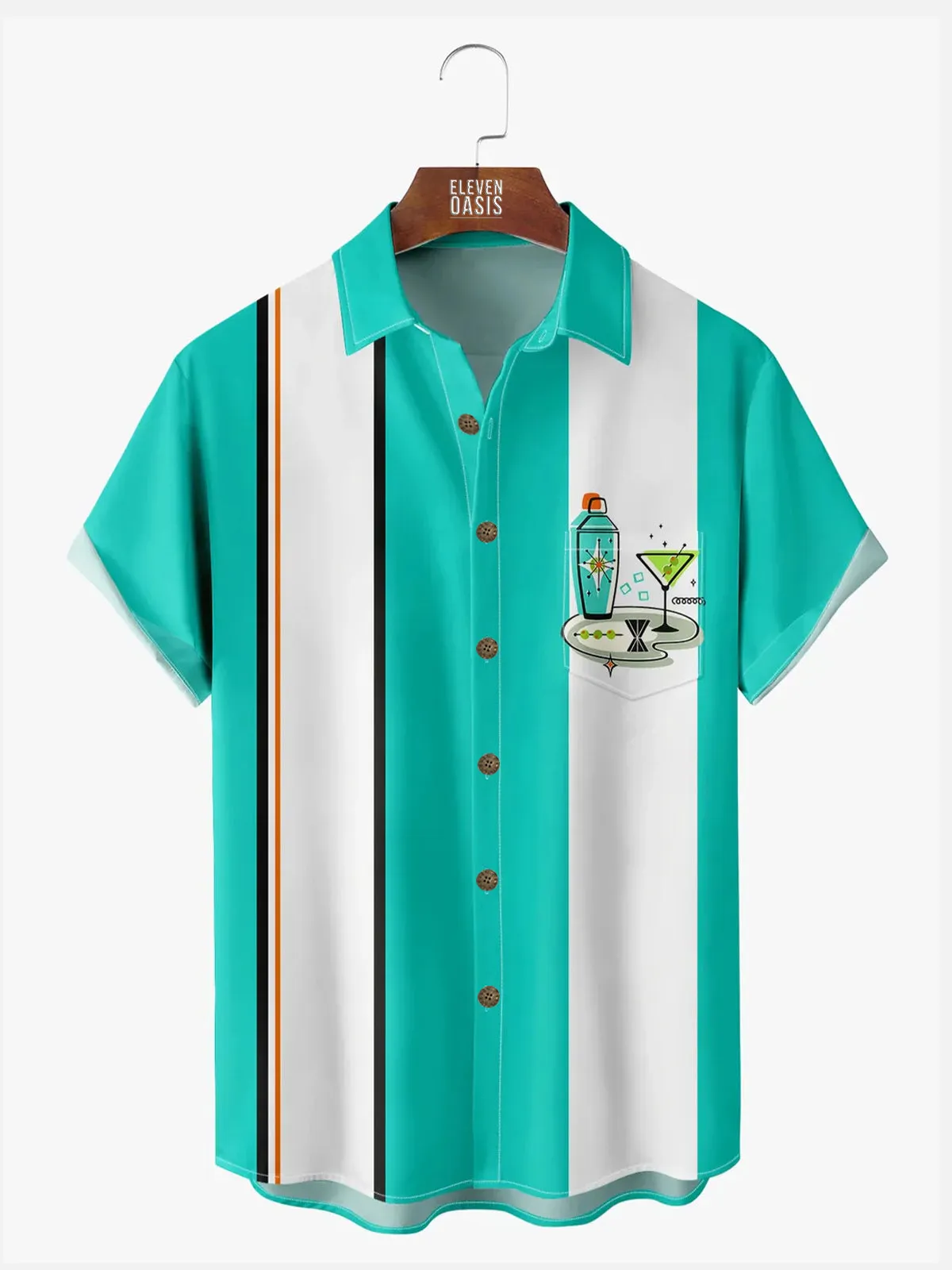 Tall Men's Atomic Age Cocktails Bowling Short Sleeve Shirt sold by Eleven Oasis