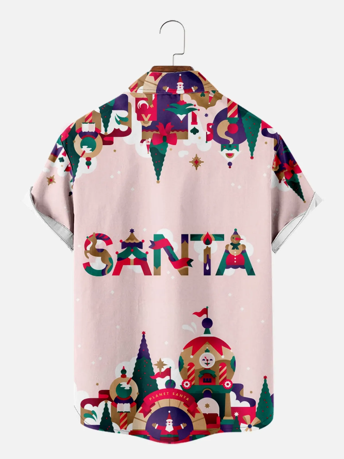 Men's Santa and Decorations Short Sleeve Shirt with Chest Pocket sold by Eleven Oasis product image thumbnail 2