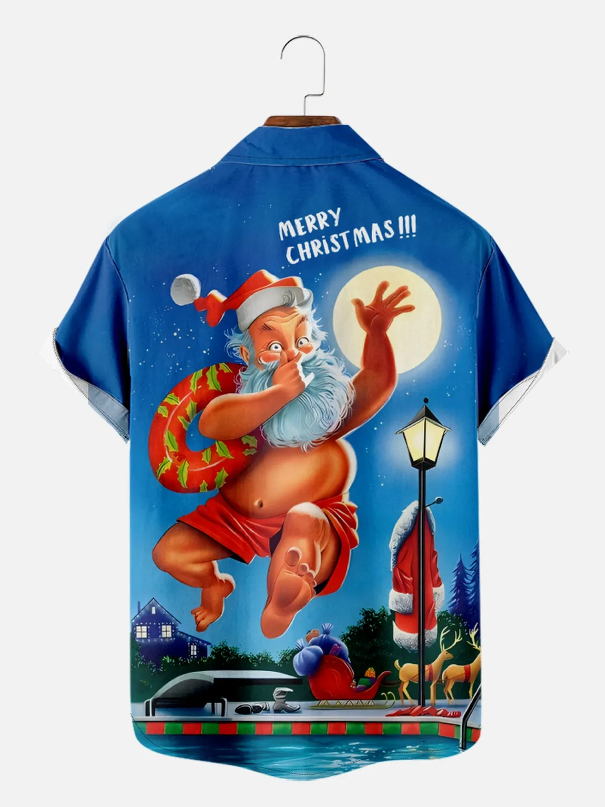 Men's Christmas Santa Beach Vacation Hawaiian Short Sleeve Shirt sold by Eleven Oasis product image thumbnail 2
