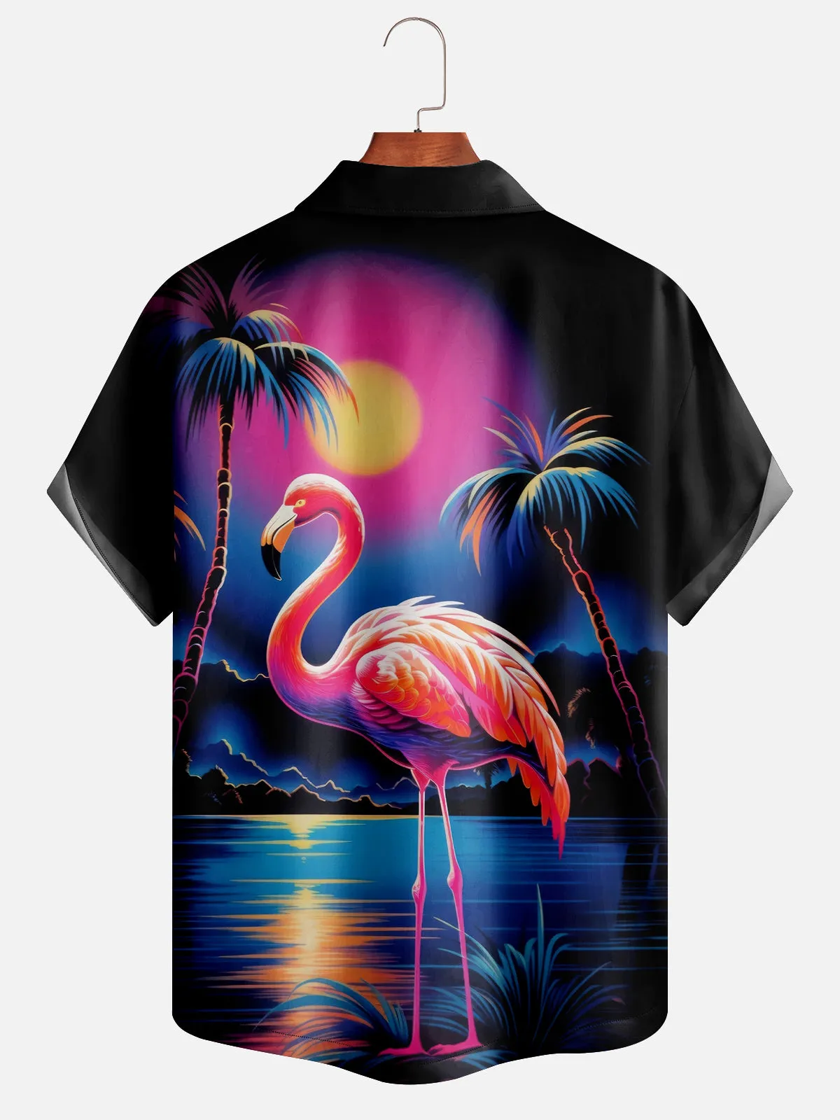 Men's Electric Flamingo Paradise Hawaiian Short Sleeve Shirt sold by Eleven Oasis product image thumbnail 2