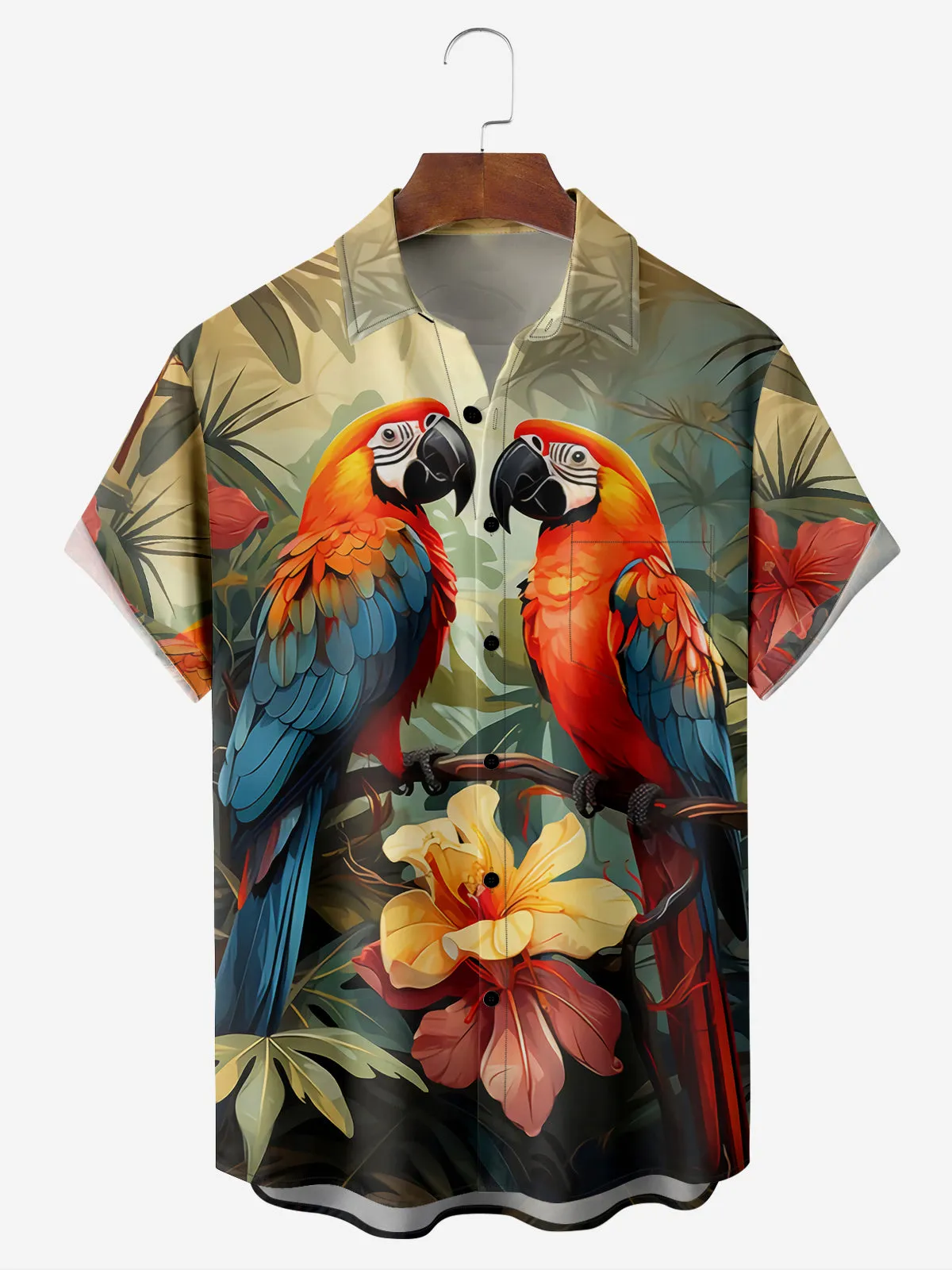 Men's Parrot Paradise Hawaiian Short Sleeve Shirt sold by Eleven Oasis