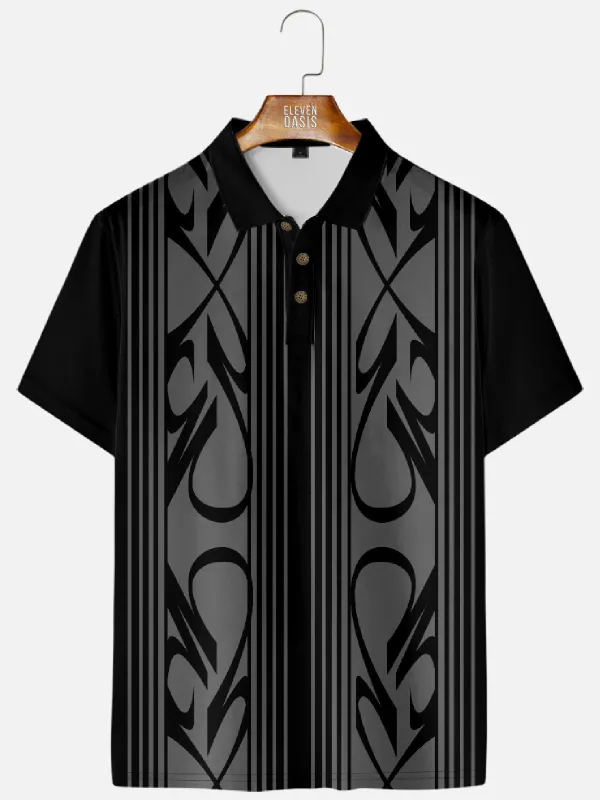 Men's Pinstripe Racing Panel Short Sleeve Polo Shirt sold by Eleven Oasis