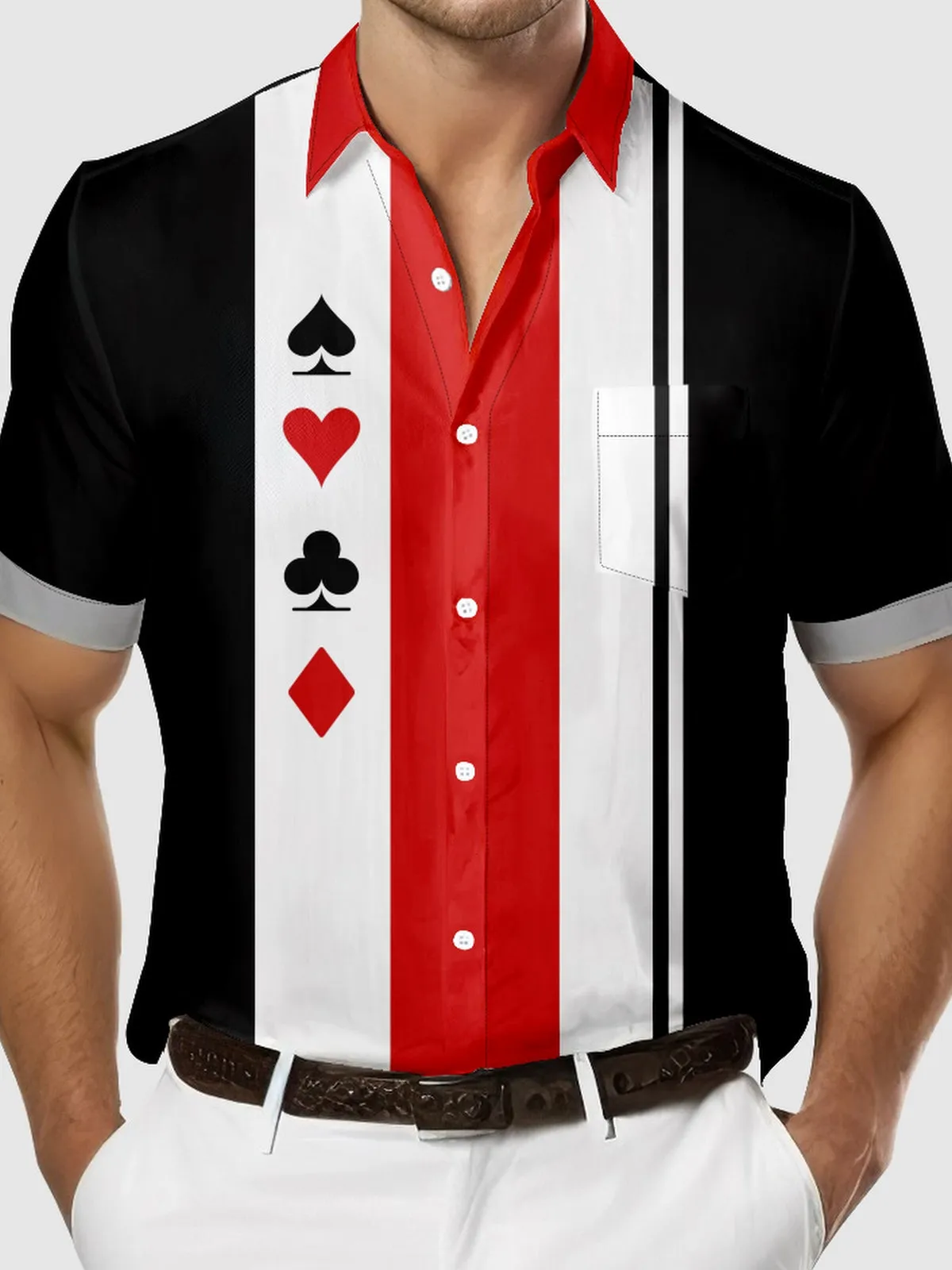 Men's Four Suits Poker Polo Short Sleeve Shirt sold by Eleven Oasis product image thumbnail 3