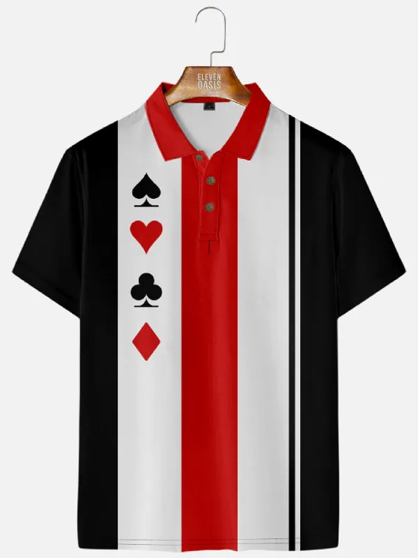 Men's Four Suits Poker Polo Short Sleeve Shirt sold by Eleven Oasis