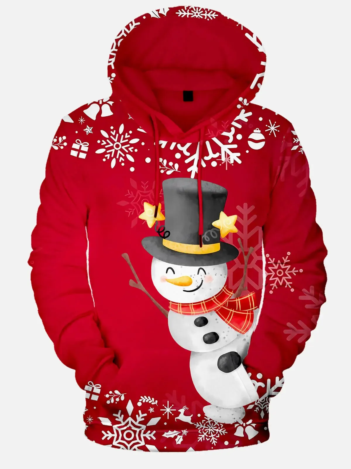 Christmas Happy Snowman Snowflakes Contrast Color Hoodie sold by Eleven Oasis