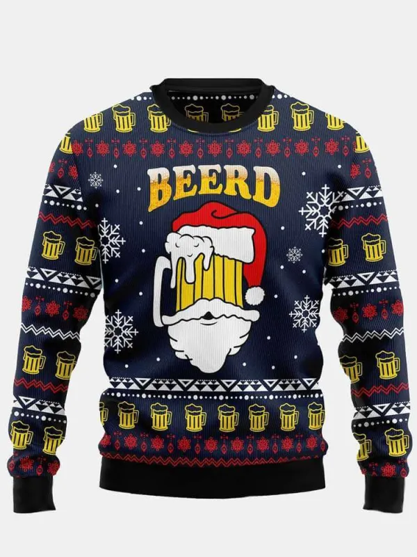 Ugly Christmas Beer Santa Beerd Sweatshirt sold by Eleven Oasis