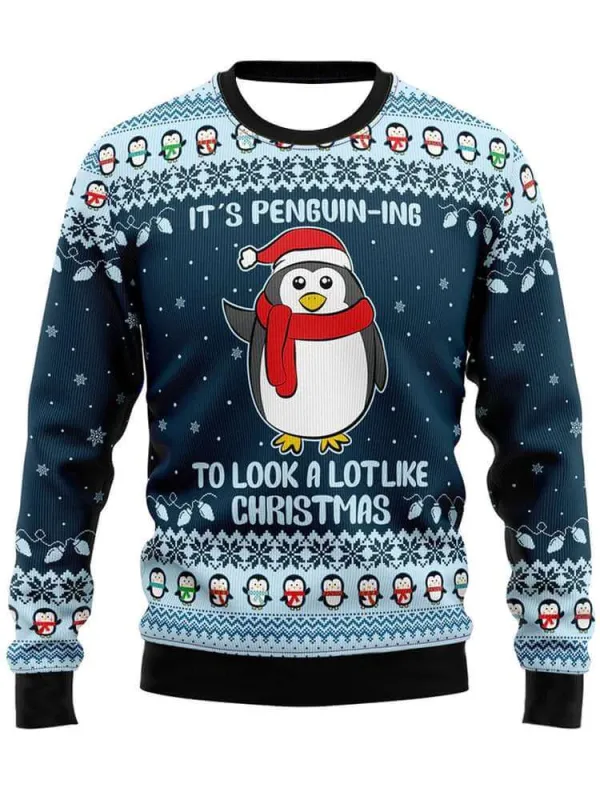 Ugly Christmas Penguin Long Sleeve Sweatshirt sold by Eleven Oasis