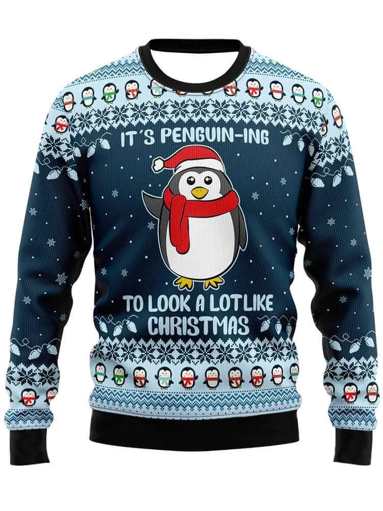 Ugly Christmas Penguin Long Sleeve Sweatshirt sold by Eleven Oasis